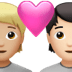 🧑🏼‍❤️‍🧑🏻 couple with heart: person, person, medium-light skin tone, light skin tone display on Apple